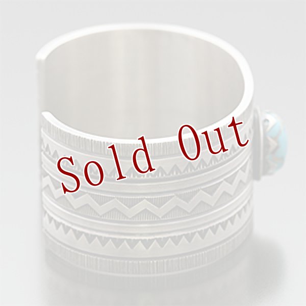 画像2: ナバホ族 Jacob D. Morgan 1 1/4” パイロットマウンテン スタンプ バングル 5 3/4 (2)