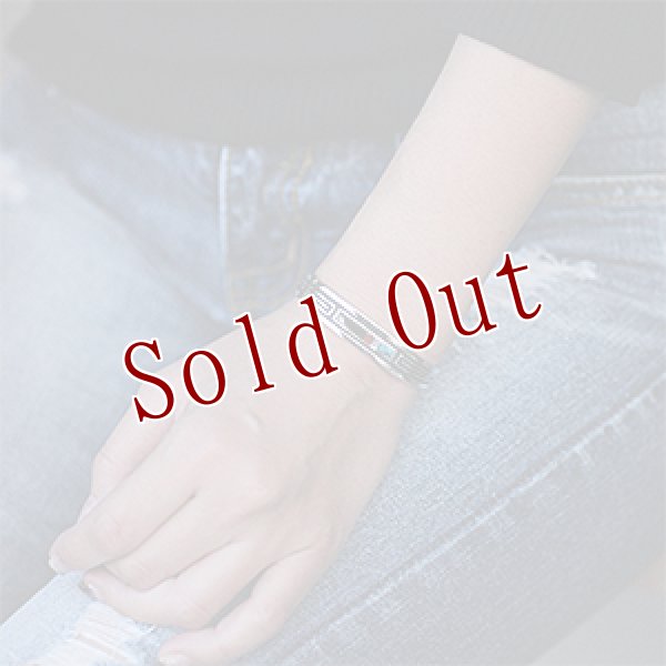 画像4: ナバホ族 Albert Nells 3/8" マルチカラー インレイ バングル レディース M (4)