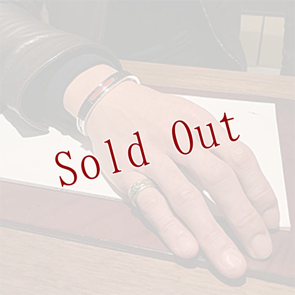 画像4: ナバホ族 Albert Nells 3/8" コーラル インレイ バングル メンズ M (4)