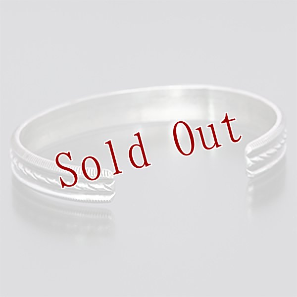 画像3: ナバホ族 Harrison Jim 3/8” ロープスタンプ インゴットシルバー バングル (3)