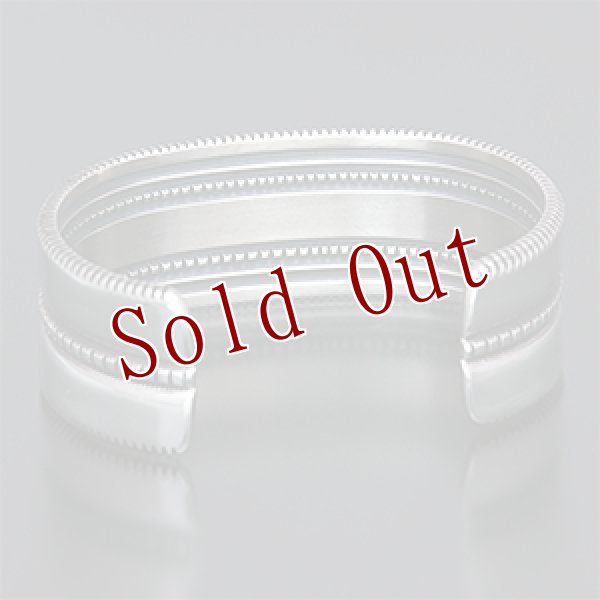 画像3: ナバホ族 Harrison Jim 1” インゴットシルバー コインエッジ チゼル/チゼル バングル (3)