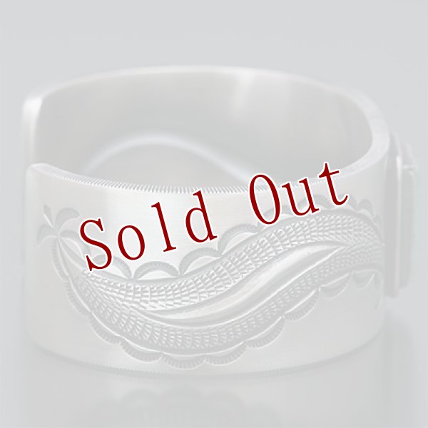 画像6: ナバホ族 Jacob D. Morgan 1” フォックス ターコイズ Bi-curve リポウズ バングル (6)