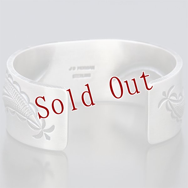 画像5: ナバホ族 Jacob D. Morgan 1” フォックス ターコイズ Bi-curve リポウズ バングル (5)