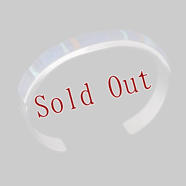 画像2: ナバホ族 Veronica Benally マルチカラー(ラピスラズリ) インレイ バングル "5 1/2" (2)