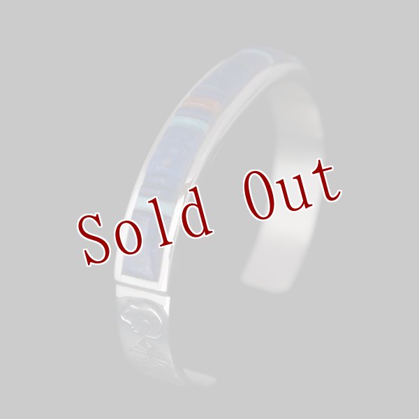 画像3: ナバホ族 Veronica Benally マルチカラー(ラピスラズリ) インレイ バングル "5 1/2" (3)