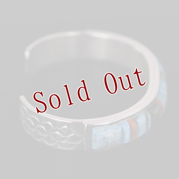 画像6: ナバホ族 Veronica Benally マルチカラー(ターコイズ) インレイ バングル "5" (6)