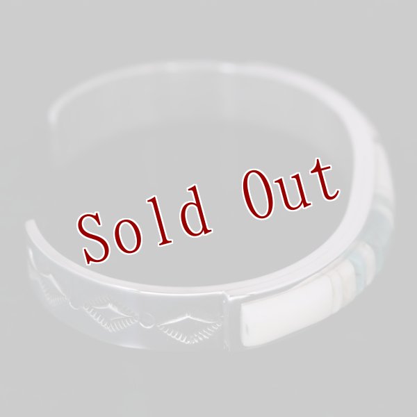 画像6: ナバホ族 Veronica Benally マルチカラー(アイボリー) インレイ バングル "5 3/4" (6)