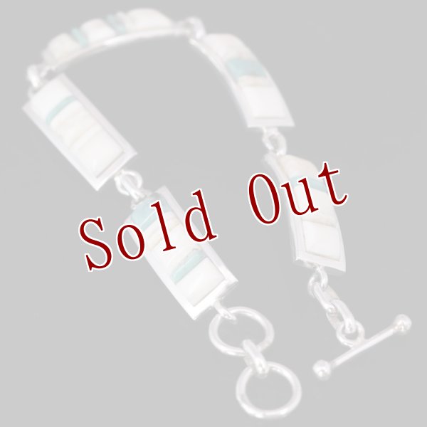 画像2: ナバホ族 Veronica Benally アイボリー インレイ ブレスレット (2)