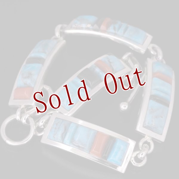 画像4: ナバホ族 Veronica Benally ターコイズ インレイ ブレスレット (4)