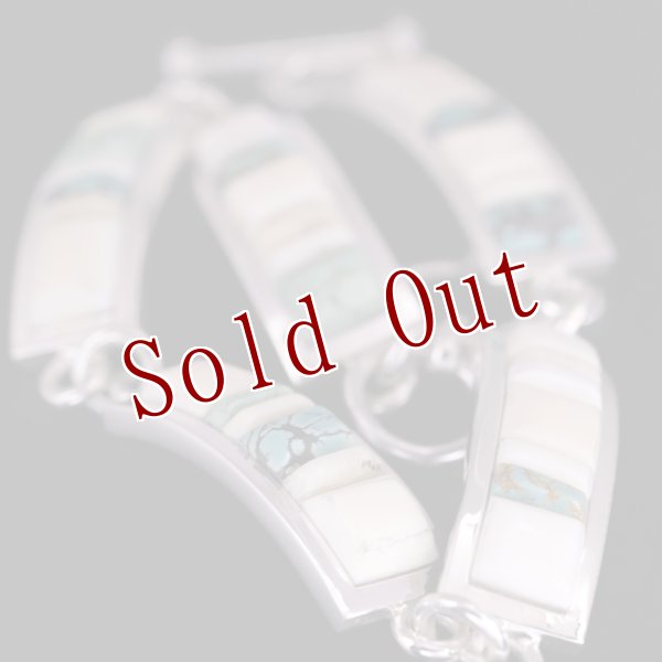 画像3: ナバホ族 Veronica Benally アイボリー/ターコイズ インレイ ブレスレット (3)