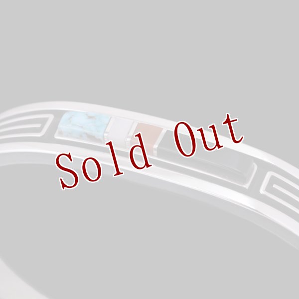 画像4: ナバホ族 Albert Nells マルチカラー インレイ バングル (4)