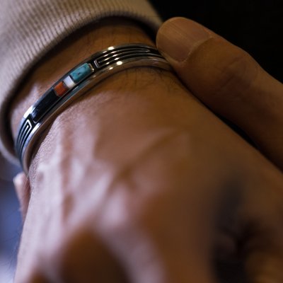 画像2: ナバホ族 Albert Nells マルチカラー インレイ バングル