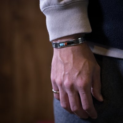 画像3: ナバホ族 Albert Nells マルチカラー インレイ バングル