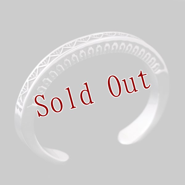 画像2: ナバホ族 Lyle Secatero #3スクエア ライトニング/フェザー バングル (2)