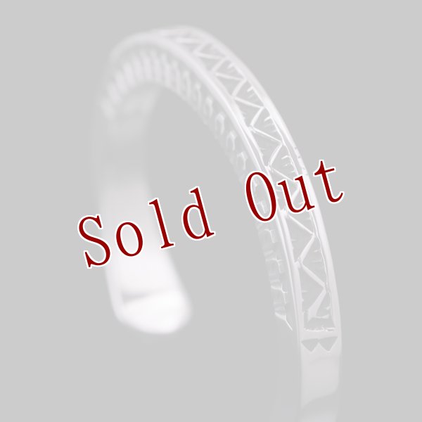 画像3: ナバホ族 Lyle Secatero #3スクエア ライトニング/フェザー バングル (3)