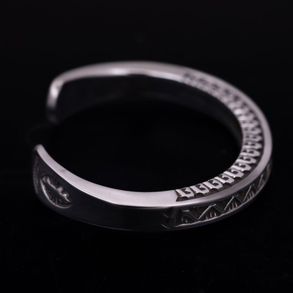 画像6: ナバホ族 Lyle Secatero #3スクエア ライトニング/フェザー バングル (6)