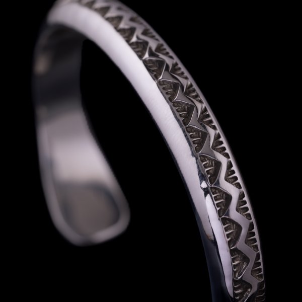 画像3: ナバホ族 Lyle Secatero #0ハーフラウンド ライトニング バングル (3)