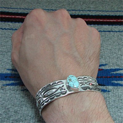 画像3: ナバホ族 Lyndon Tsosie ナンバーエイト インゴットシルバー バングル