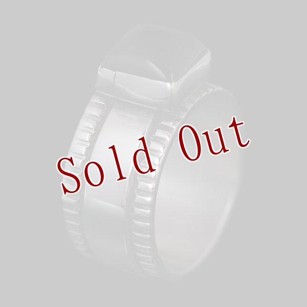 画像3: ナバホ族 Bruce Morgan 3/8" シルバー オニキス チゼル リング (3)