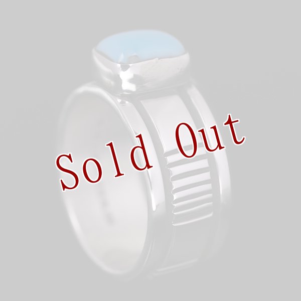 画像3: ナバホ族 Bruce Morgan 3/8" シルバー ターコイズ ストライプ+プレーン リング (3)