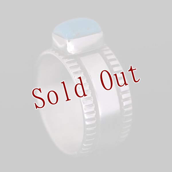 画像3: ナバホ族 Bruce Morgan 3/8" シルバー ターコイズ チゼル リング (3)