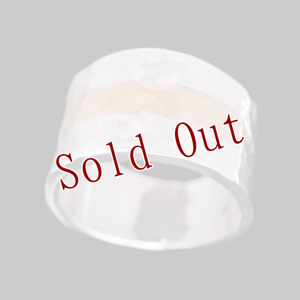 画像1: ナバホ族 Bruce Morgan 14K/SS ハンマーテクスチャ リング (1)