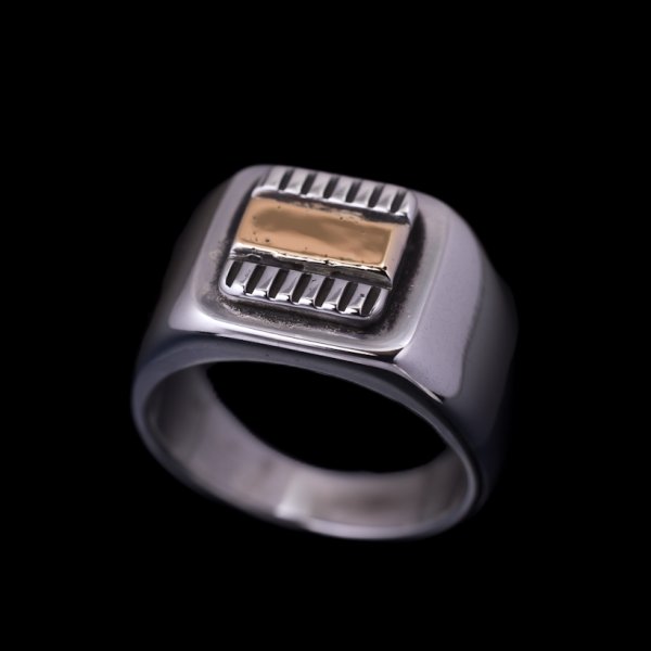 画像1: 【コラボ企画】Bruce Morgan×RIVER MAIL 14K チゼル シグネチャー リング (1)