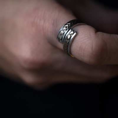 画像2: 【RIVER MAIL企画】ナバホ族 Bruce Morgan 1/4 14K 4ダイヤ+アロー アジャスタブル リング