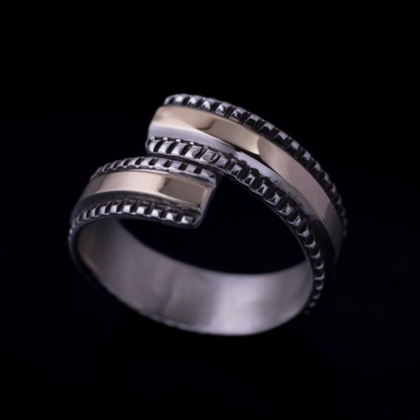 画像1: 【RIVER MAIL企画】ナバホ族 Bruce Morgan 1/4 14K チゼル アジャスタブル リング (1)