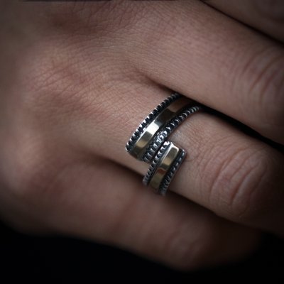 画像2: 【RIVER MAIL企画】ナバホ族 Bruce Morgan 1/4 14K チゼル アジャスタブル リング