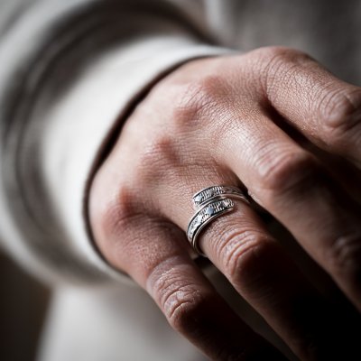 画像3: 【RIVER MAIL企画】ナバホ族 Bruce Morgan 1/4 SS 4ダイヤ+アロー アジャスタブル リング