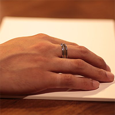 画像3: ナバホ族 Bruce Morgan 14K スタンプワーク 1/4 リング 21.5号