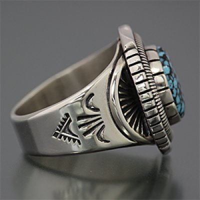 画像1: ナバホ族 Will Vandever キングマン ターコイズ リング 19.5号