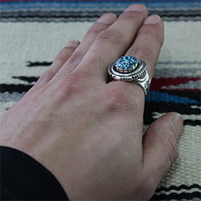 画像3: ナバホ族 Will Vandever キングマン ターコイズ リング 19.5号