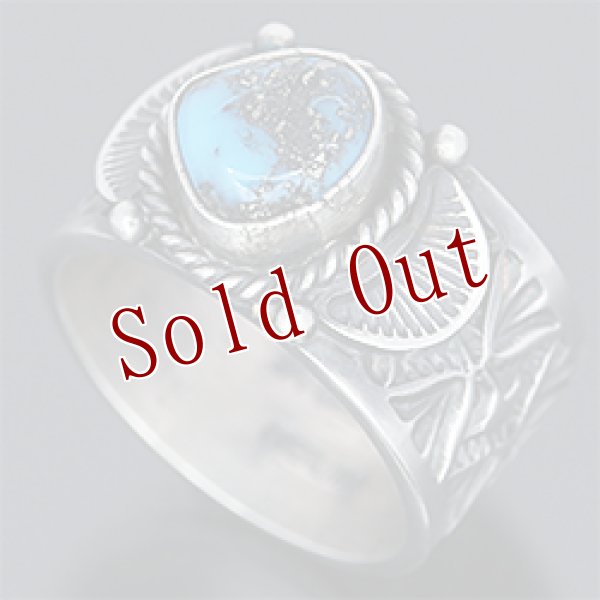 画像1: ナバホ族 Donovan Cadman イサカピーク スタンプワーク リング 15号 (1)