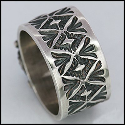 画像2: ナバホ族 Donovan Cadman イサカピーク スタンプワーク リング 15号