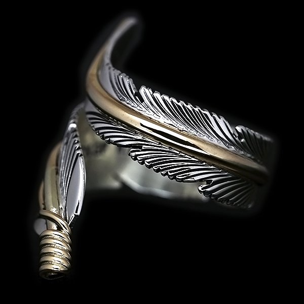 画像4: 【再入荷】ナバホ族 Harvey Mace 12KGF イーグルフェザー リング M (4)