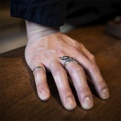 画像3: 【再入荷】ナバホ族 Harvey Mace 12KGF イーグルフェザー リング M