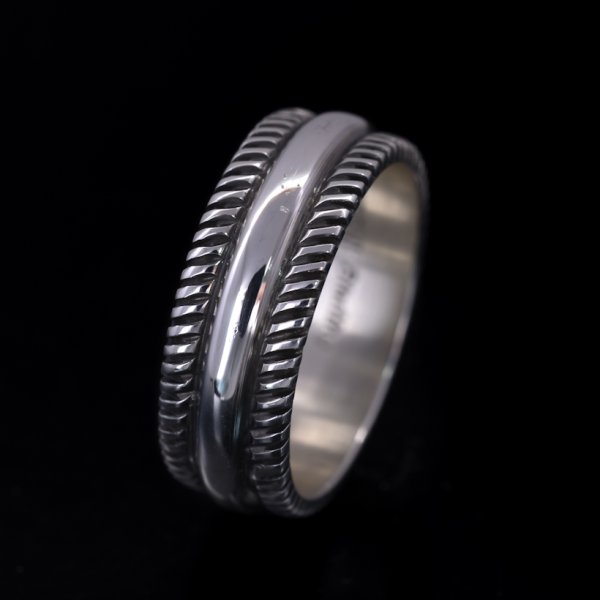 画像3: ナバホ族 Pat Bedonie 1/4" SS チゼル リング (3)