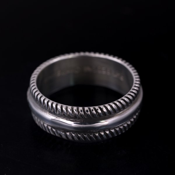 画像4: ナバホ族 Pat Bedonie 1/4" SS チゼル リング (4)