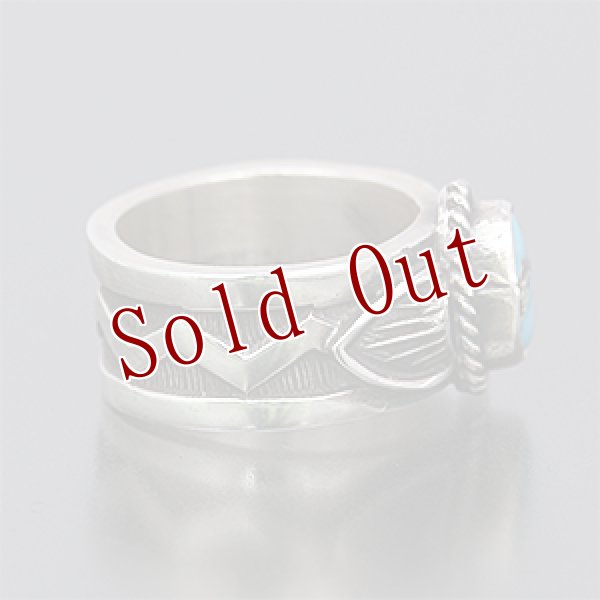 画像2: ナバホ族 Sunshine Reeves パージャン スタンプワーク リング 8.5号 (2)