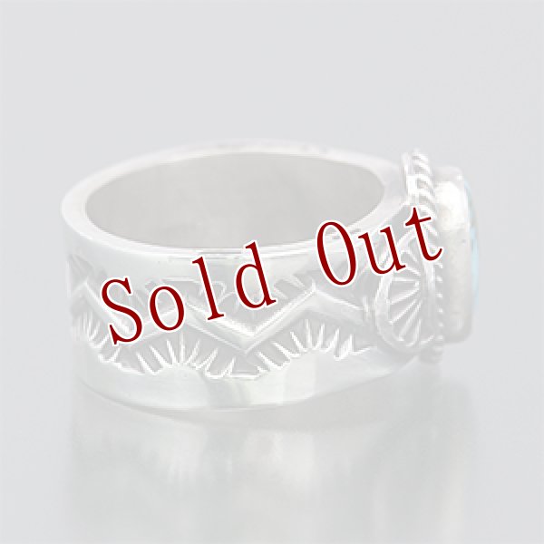 画像2: ナバホ族 Sunshine Reeves パージャン スタンプワーク リング 18号 (2)