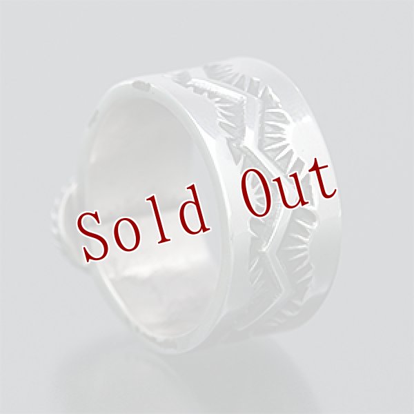 画像3: ナバホ族 Sunshine Reeves パージャン スタンプワーク リング 18号 (3)