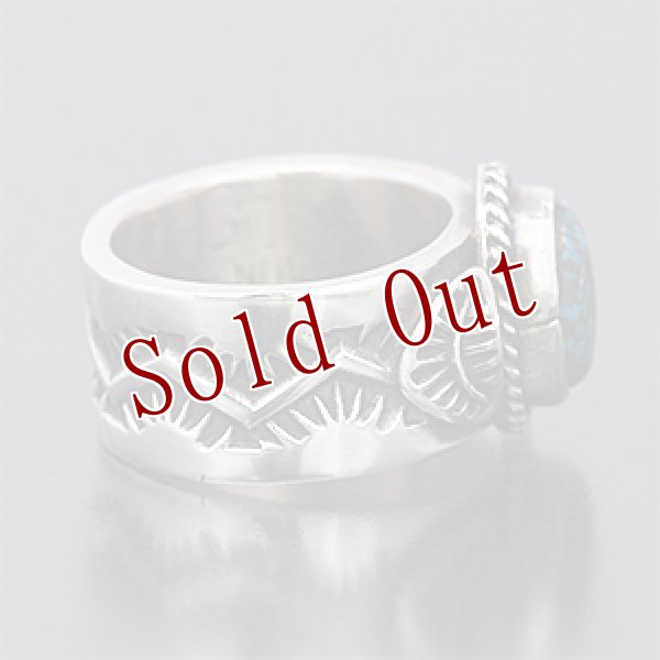 画像2: ナバホ族 Sunshine Reeves ビズビー スタンプワーク リング 10号 (2)