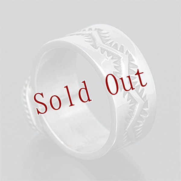 画像3: ナバホ族 Sunshine Reeves ブルージェム スタンプワーク リング 19号 (3)