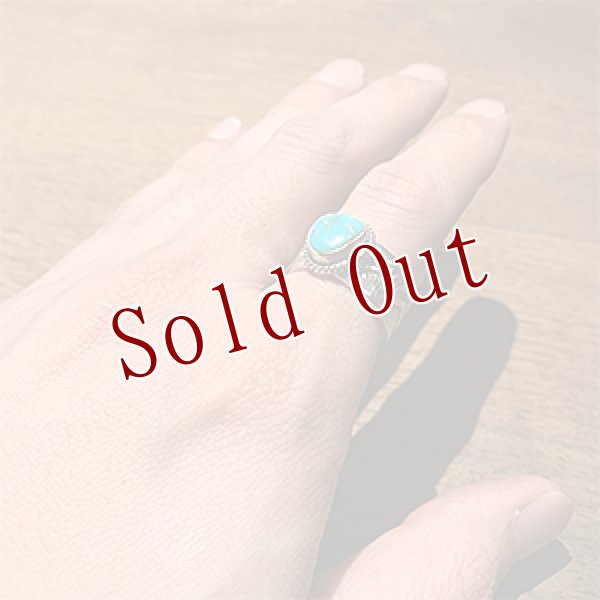 画像4: ナバホ族 Sunshine Reeves ブルージェム スタンプワーク リング 19号 (4)