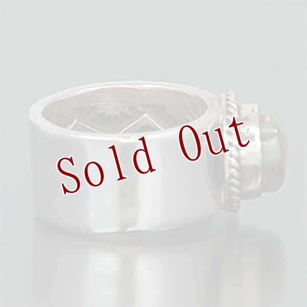 画像2: ナバホ族 Sunshine Reeves キャリコレイク バックスタンプ リング 10号 (2)