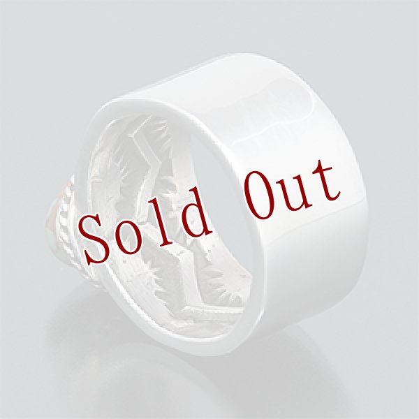 画像3: ナバホ族 Sunshine Reeves キャリコレイク バックスタンプ リング 10号 (3)