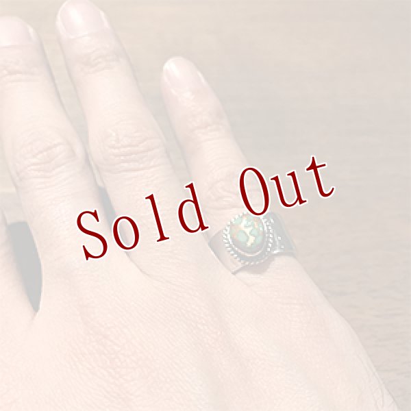 画像4: ナバホ族 Sunshine Reeves キャリコレイク バックスタンプ リング 10号 (4)