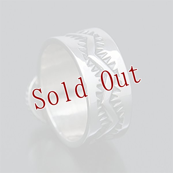 画像3: ナバホ族 Sunshine Reeves 3/8” ターコイズMt. スタンプ リング 22号 (3)